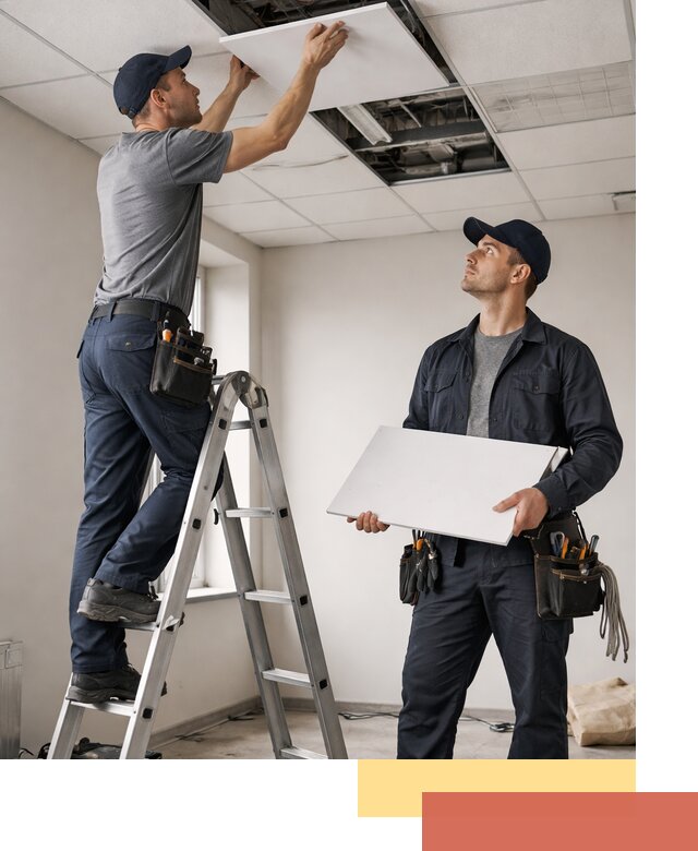 Обслуживание подвесного потолка в Кимрах — ремонт и чистка