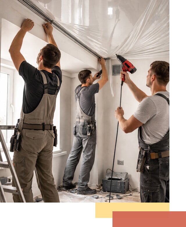 Монтаж глянцевого натяжного потолка в Кимрах быстро и качественно