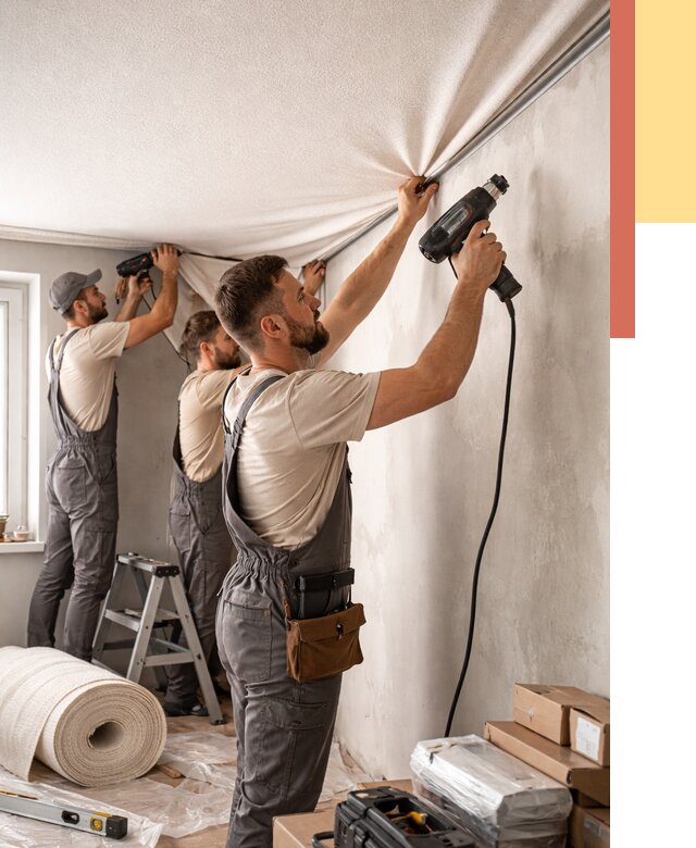 Монтаж фактурного натяжного потолка в Кимрах от 783 руб. — ОТДЕЛОЧНИК-Кмы