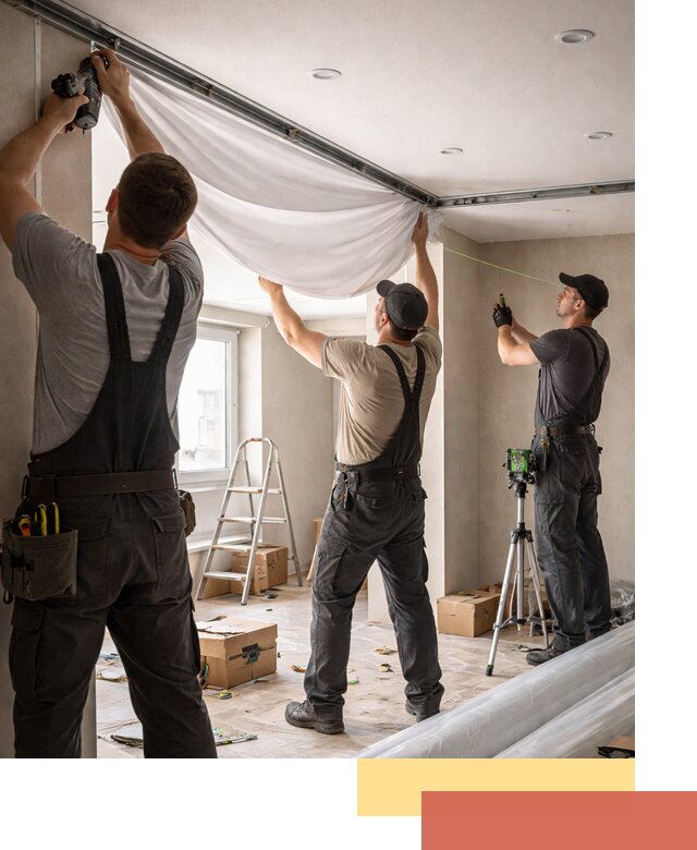 Монтаж парящего натяжного потолка под ключ в Кимрах