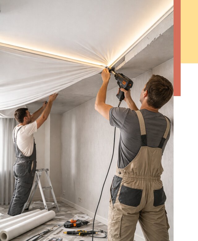 Монтаж натяжного потолка с подсветкой в Кимрах от 992 руб. | ОТДЕЛОЧНИК-Кмы