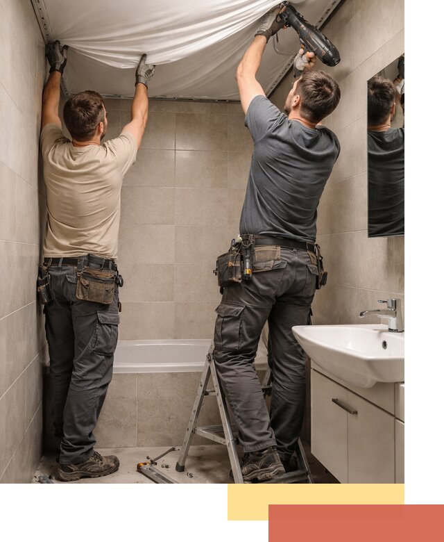 Монтаж натяжного потолка в ванной в Кимрах быстро и качественно