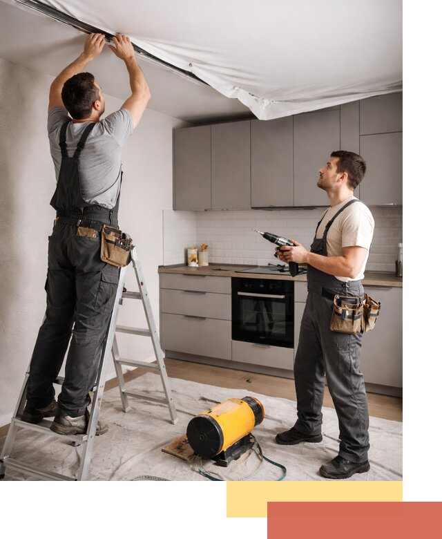 Монтаж натяжного потолка на кухне в Кимрах