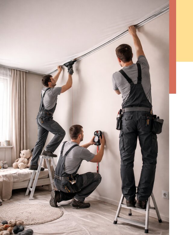 Монтаж натяжного потолка в детской в Кимрах от 3654 руб. — быстро и недорого | ОТДЕЛОЧНИК-Кмы