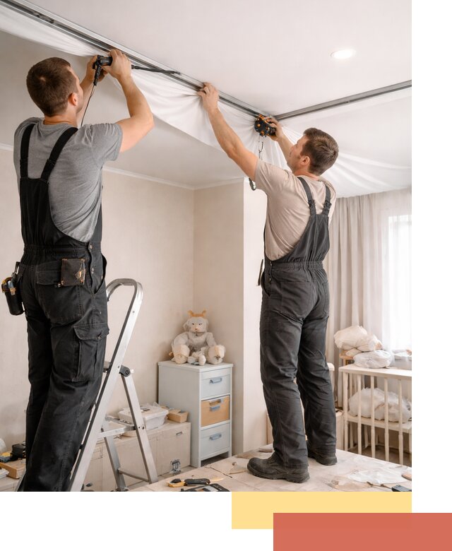 Монтаж натяжного потолка в детской комнате в Кимрах