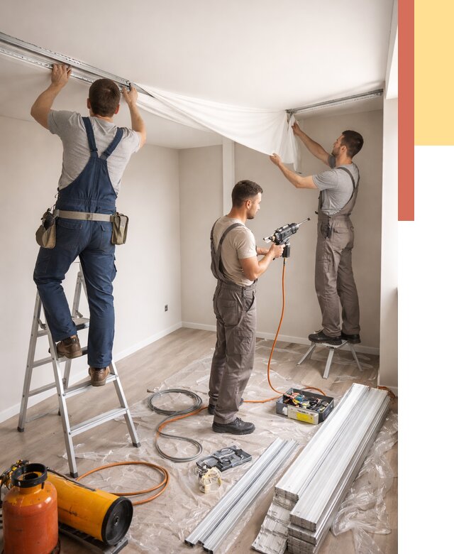 Монтаж натяжного потолка в студии в Кимрах от 5741 руб. — быстро и недорого | ОТДЕЛОЧНИК-Кмы