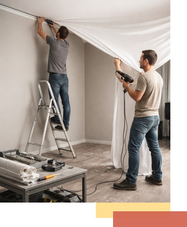 Монтаж натяжного потолка в студии в Кимрах