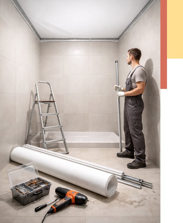 Монтаж натяжного потолка в санузле в Кимрах от 1931 руб. — ОТДЕЛОЧНИК-Кмы