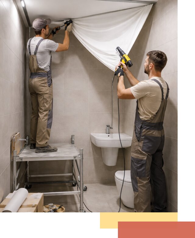 Монтаж натяжного потолка в санузле в Кимрах