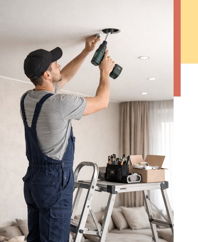 Установка и монтаж точечных светильников в натяжной потолок в Кимрах от 1879 руб. | ОТДЕЛОЧНИК-Кмы