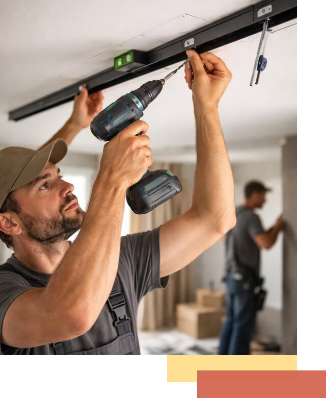 Установка трековых светильников в натяжной потолок в Кимрах