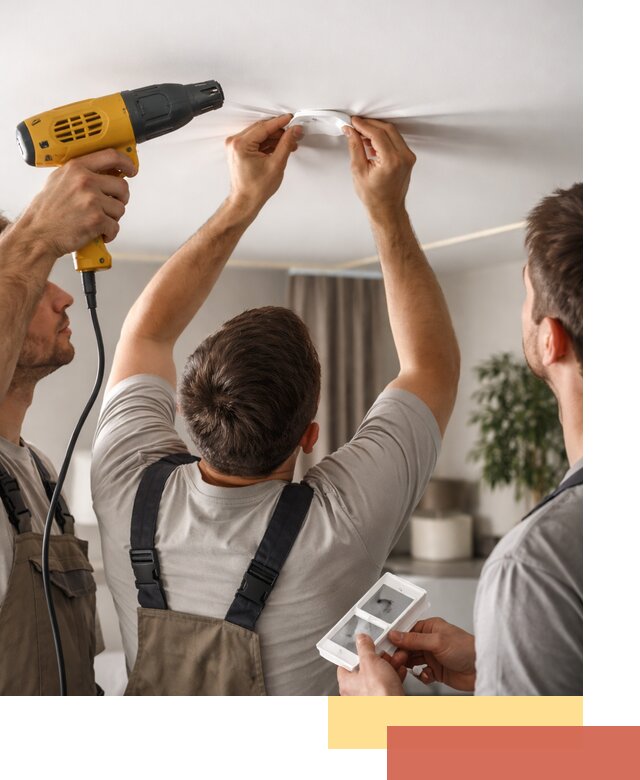 Ремонт прокола полотна натяжного потолка в Кимрах