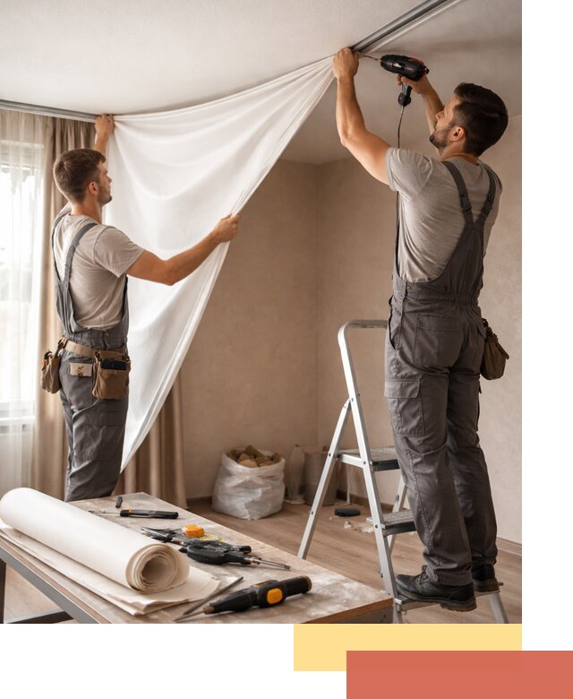 Замена полотна натяжного потолка в Кимрах быстро и качественно