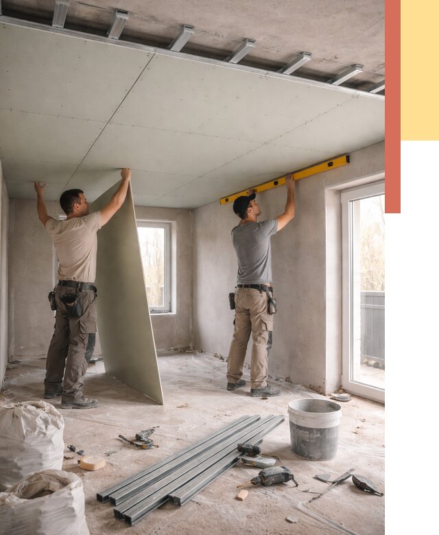 Одноуровневый потолок из гипсокартона в Кимрах от 783 руб. — монтаж под ключ | ОТДЕЛОЧНИК-Кмы