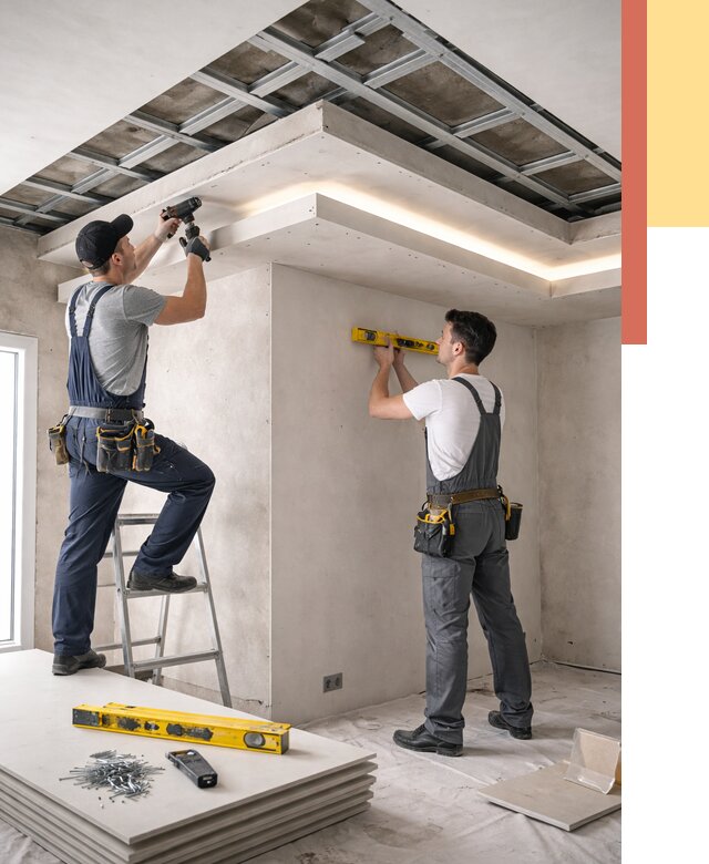 Двухуровневый потолок из гипсокартона в Кимрах от 1514 руб. под ключ | ОТДЕЛОЧНИК-Кмы