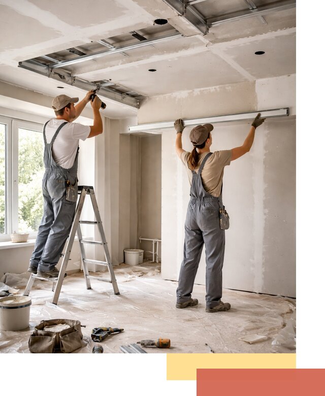 Монтаж многоуровневого потолка из гипсокартона в Кимрах