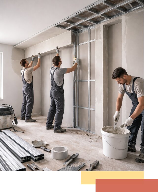 Монтаж потолка из гипсокартона с нишей в Кимрах