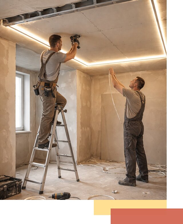 Потолок из гипсокартона с подсветкой в Кимрах