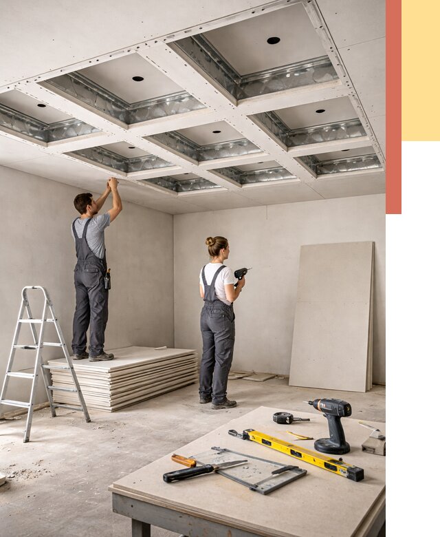 Кессонный потолок из гипсокартона в Кимрах от 1931 руб. — монтаж и под ключ | ОТДЕЛОЧНИК-Кмы