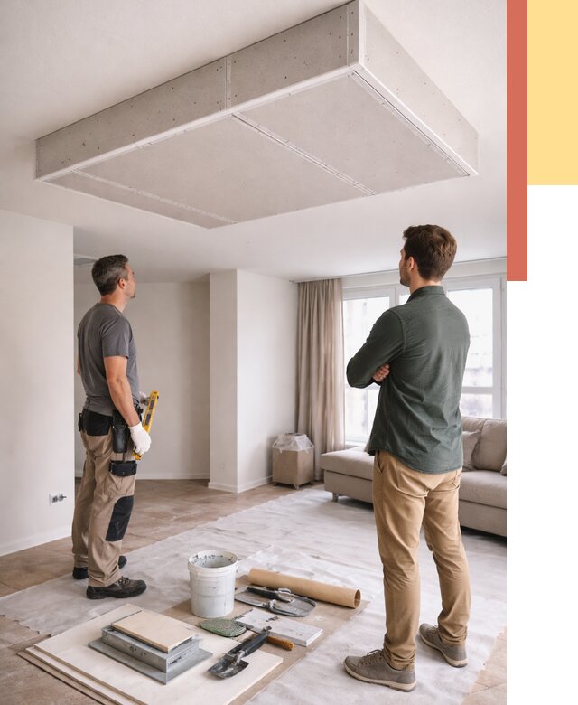 Короб на потолке из гипсокартона в Кимрах от 2297 руб. — монтаж и услуги под ключ | ОТДЕЛОЧНИК-Кмы