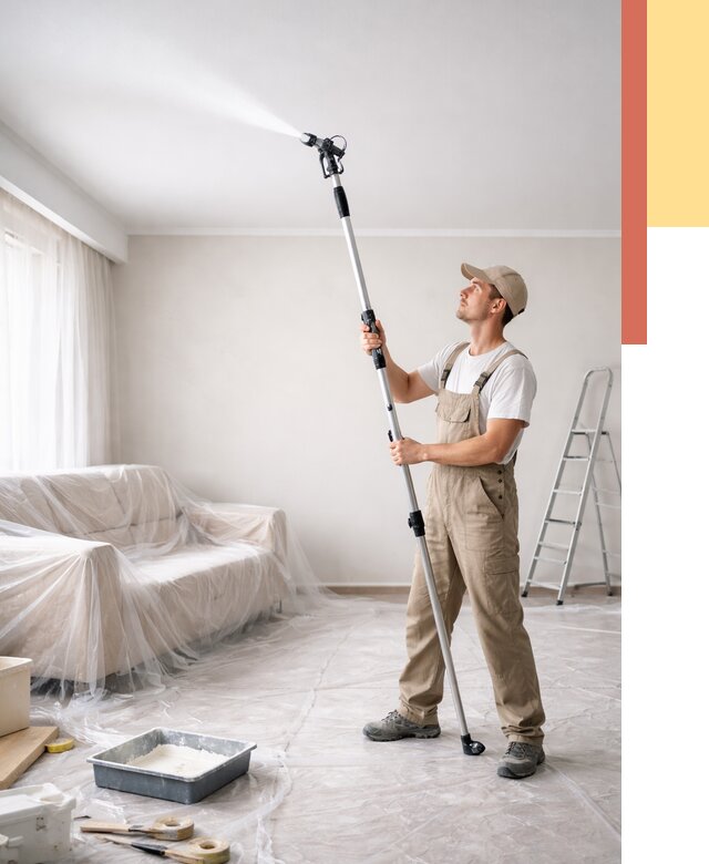 Покраска потолка краскопультом в Кимрах от 4698 руб. быстро и недорого | ОТДЕЛОЧНИК-Кмы