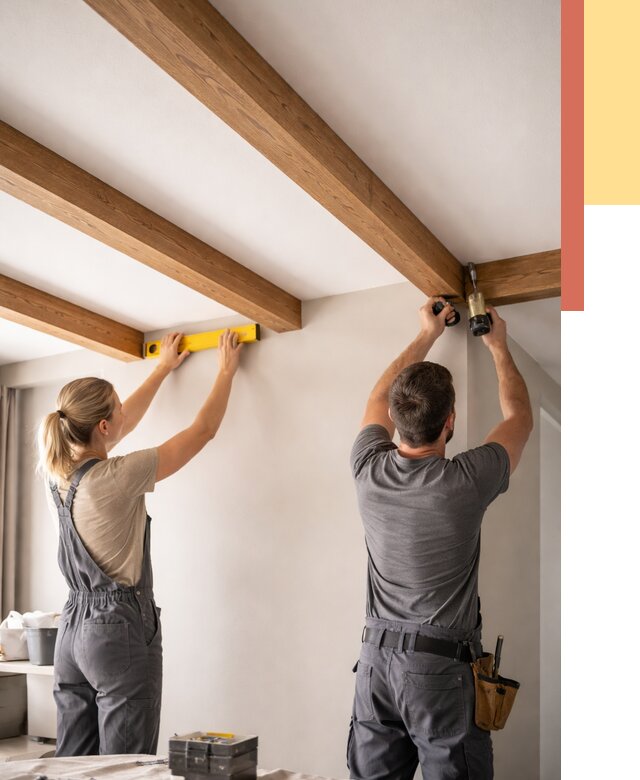 Монтаж декоративных балок на потолок в Кимрах от 4384 руб. — ОТДЕЛОЧНИК-Кмы